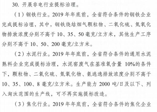 河南省2019年底前完成鋼鐵、水泥、焦化等六大行業(yè)超低排放改造